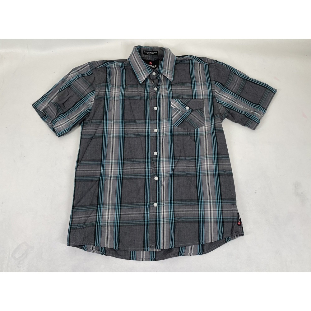 Airwalk Plaid Button Up Shirt Youth Size L Blue Gray
